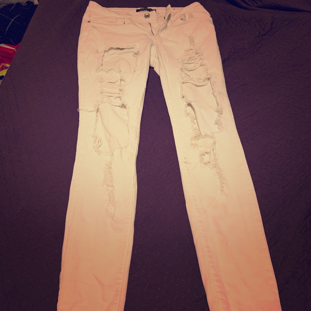 White ripped jeans